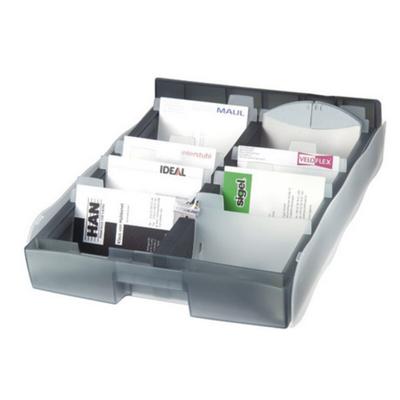 HAN Visitenkartenbox Vip XXL für 2200 Karten grau/transluzent klar Packung mit 3 Stück
