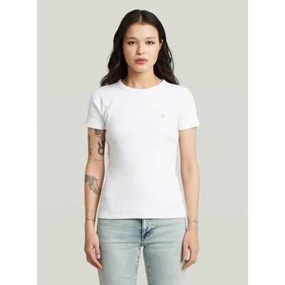 T-Shirt G-STAR "Slim Rib T-Shirt", Damen, Gr. L, weiß, Obermaterial: 98% Baumwolle, 2% Elasthan, Shirts T-Shirt