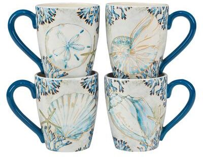 Certified International Playa Shells 18 oz. Mugs, Set of 4