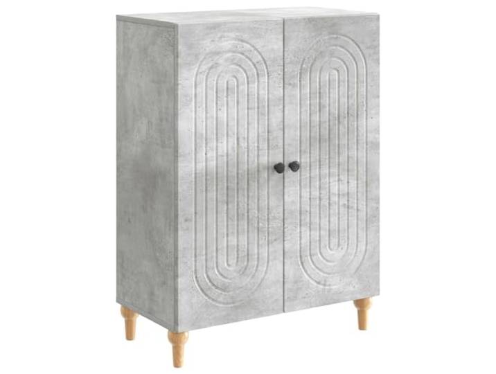 KKgypkn Sideboard Betongrau 66x34,5x90 cm Holzwerkstoff Mit Regalen, 90-Grad-Pendeltüren, Modernes Streifenmuster, Pflegeleicht
