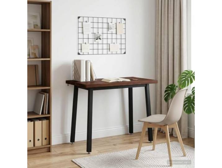 Quadratischer Esstisch 90 x 55 x 75 cm Massivholz Akazie Verzinkte Stahlbeine,-Rutsch-Zubehör,Esszimmer,Wohnzimmer,Innenbereich,klare Linien