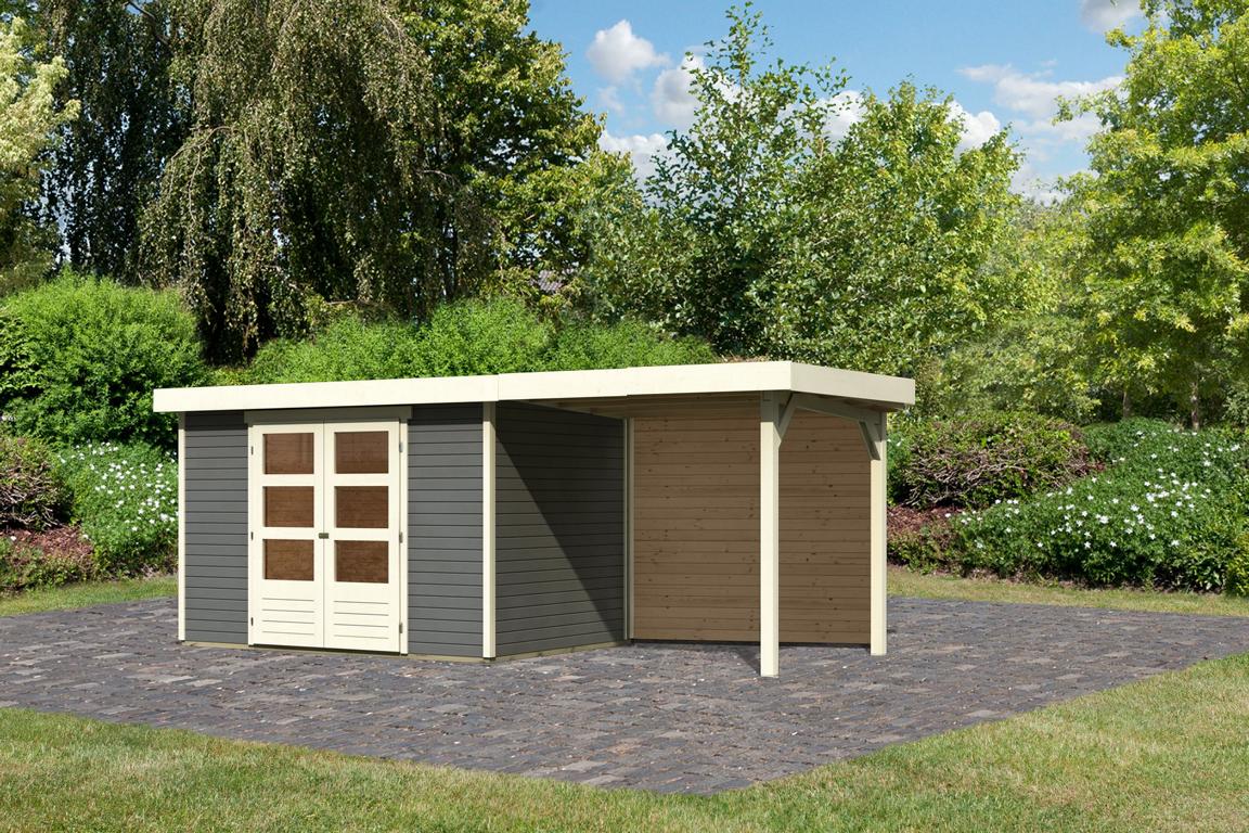 KARIBUHOLZT SH Askola 4 terra 302x217x211 mit AD 2,40m + Rückwand 16905533