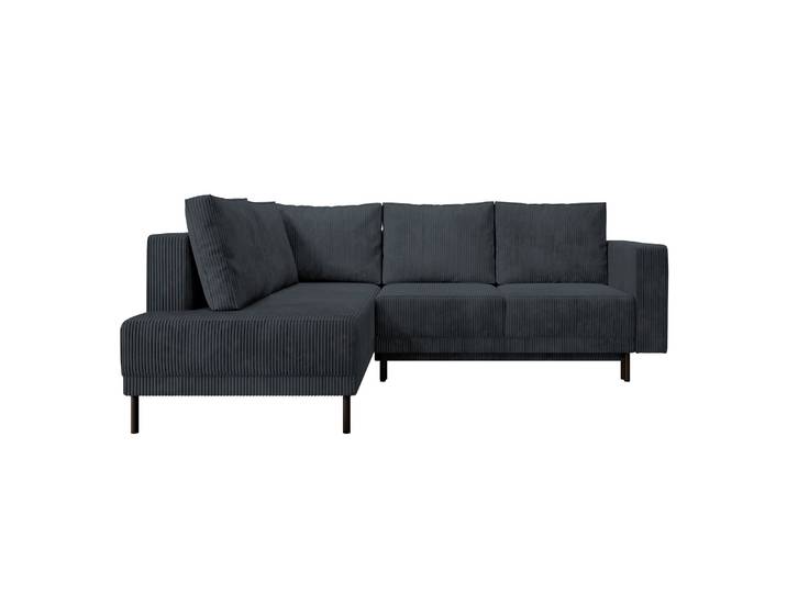 Ecksofa Rodario mit Schlaffunktion und Bettkasten, dunkelgrauer