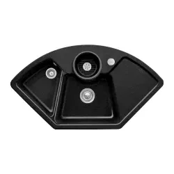 670802J0 Solo Eck Chromite Keramikspüle Excenterbetätigung Eckspüle 90 cm Unterschrank