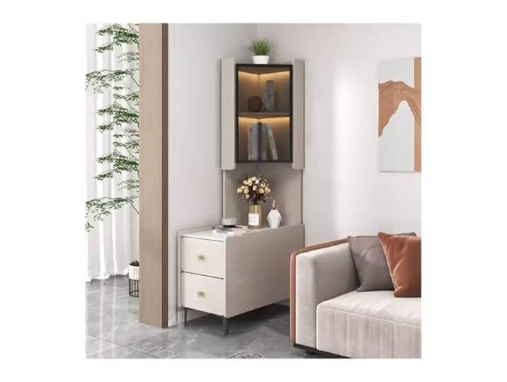 FZL02068LM Ecklager Helles Luxus-Eckschrank-Sofa-Sideboard aus Schiefer Couchtisch Wohnzimmer Sofa Beistelltisch(Left,80x50x165cm)