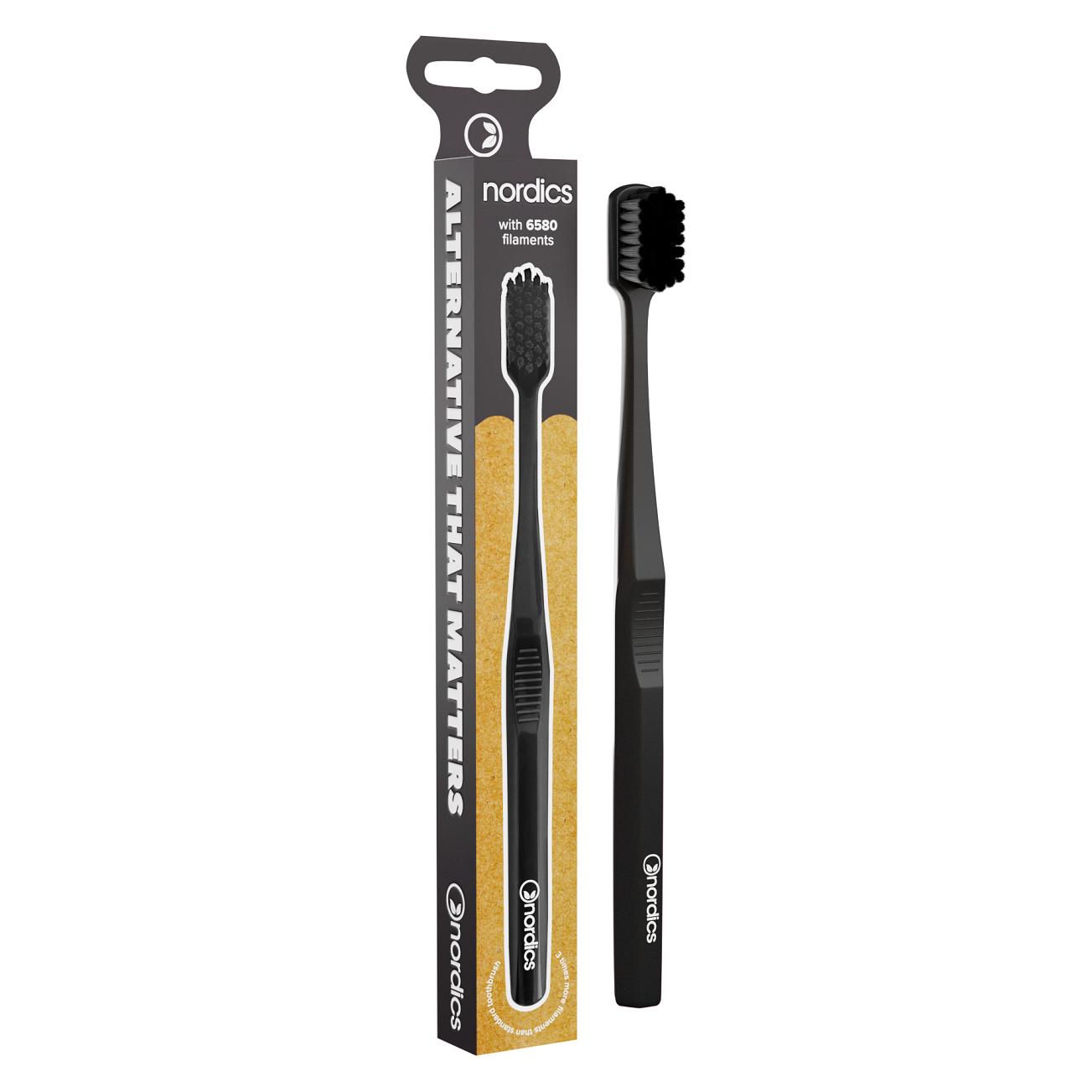 Nordics Plastik Zahnbürste PLA CZARNA 6580 Weiche Nordische (Weich, 1x) (37732434)