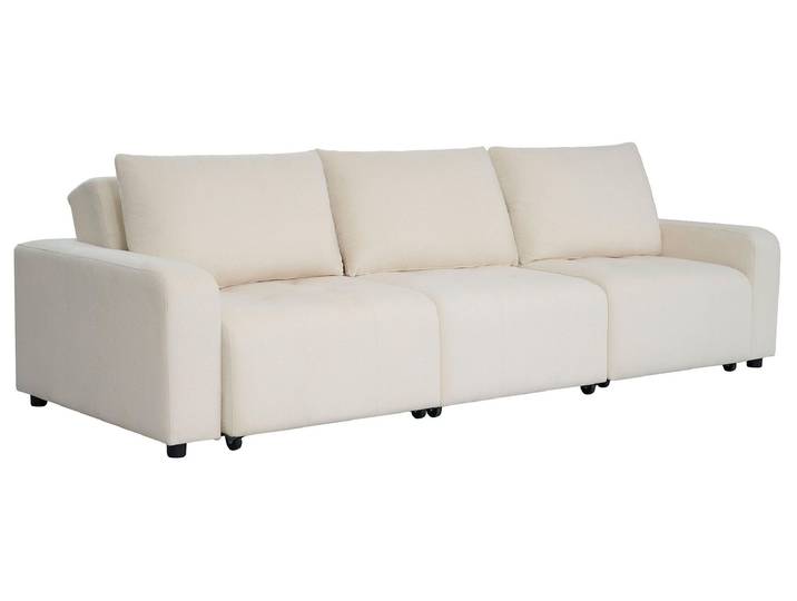 MENZZO Canapé 3 places convertible et modulable Castelo Tissu texturé Crème