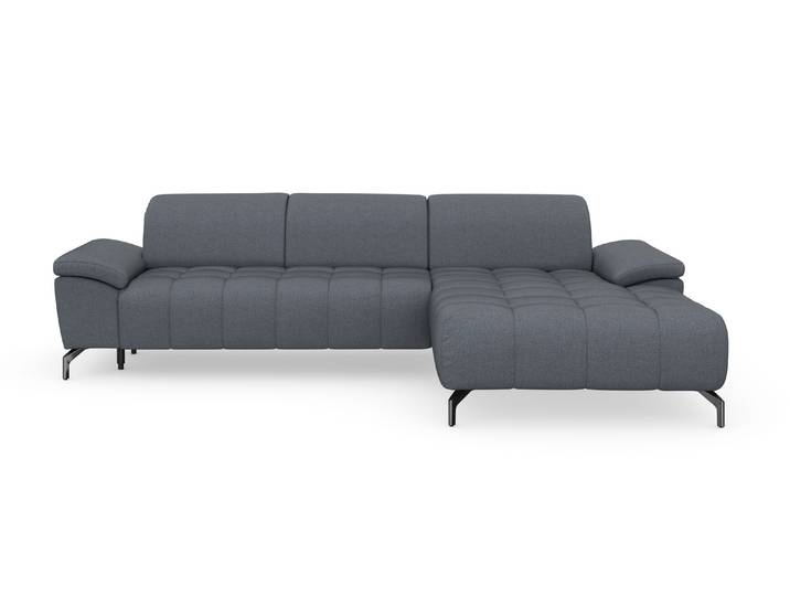 Ecksofa, Chenille, Blaugrau 290×185 cm, Recamiere Rechts, Motorisch, SIT & MORE