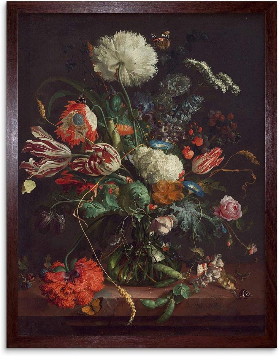 Botanische Bloemen Kunstprint Wanddecoratie Bruin 33,5 x 43,7 cm