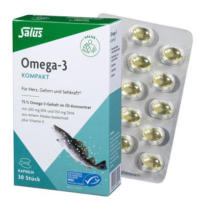 Omega-3 Kompakt aus reinem Alaska-Seelachsöl Salus 30 St Kapseln