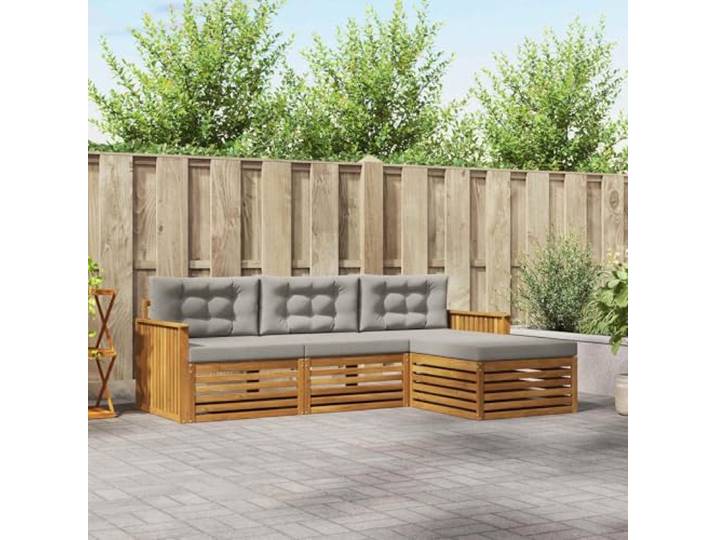 RJPLMFV Sitzgruppe für den Außenbereich, Akazienholz, massiv, grau Wetterfest, lackierte Oberfläche, modulares Design, einfache Reinigung mit feuchtem Tuch