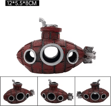 Uplift Curations Resin Submarine Aquarium Decoration Fish Tank Cave Shelter & Landscaping Ornament red