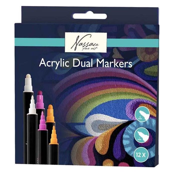 Grafix Nassau Acrylmarker mit Doppelspitze - 12er-Pack (12x) (AR077000)