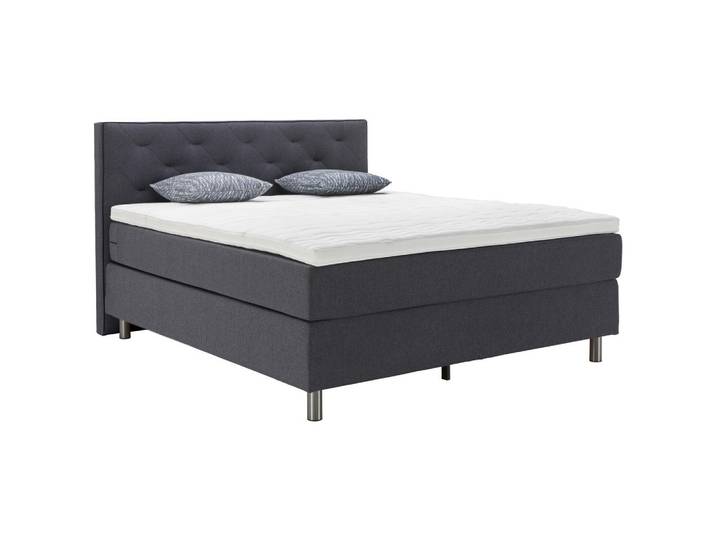 Welnova Boxspringbett, Grau, Metall, H3, 7-Zonen, 140x200 cm, Stoffauswahl, Topper durchgehend, Schlafzimmer, Bett, Boxspringbetten