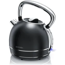 Arendo Wasserkocher 1,7 l, 2200 W, Edelstahl Retro Style Vintage, Überhitzung & Trockenkochschutz, schwarz, Wasserkocher, Schwarz