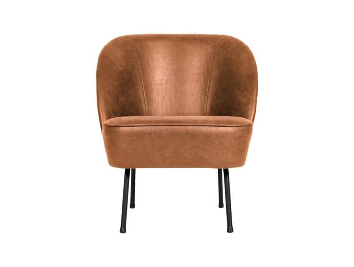 Fauteuil crapaud cuir véritable - BePureHome camel