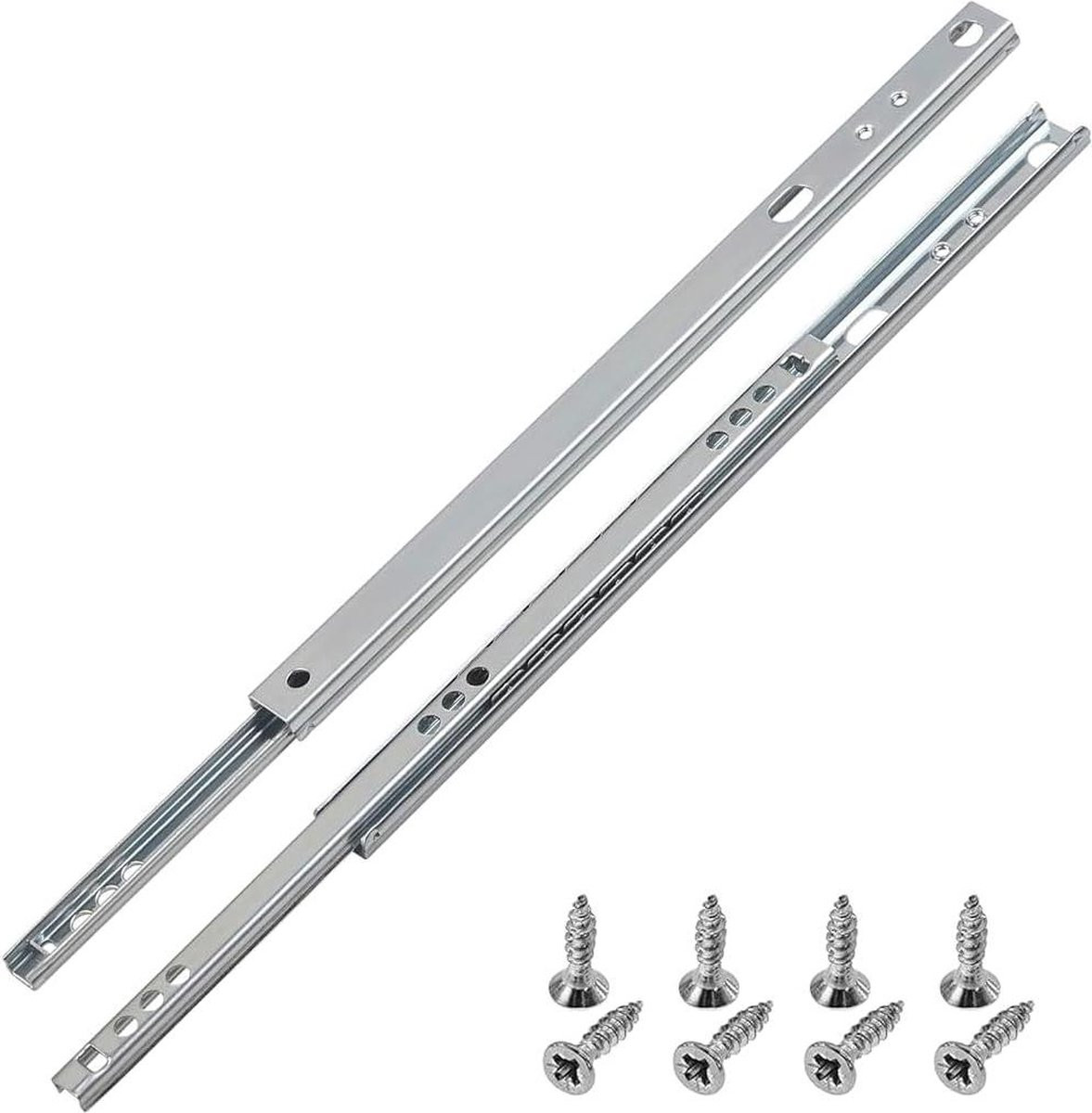 Telescopische ladegeleiders 182 mm - zware lasten - 2-delige set - zilverkleurig staal