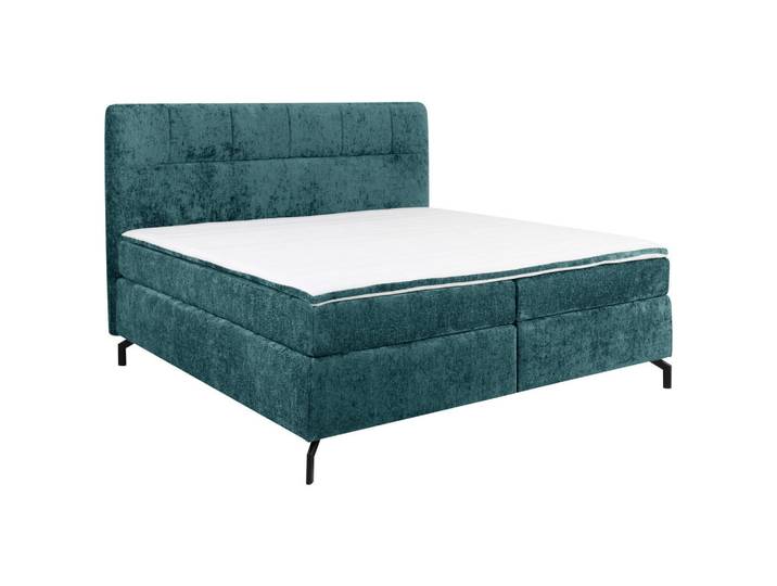 Boxspringbett, Petrol, 160x200 cm, Textil, Topper Durchgehend, Modern