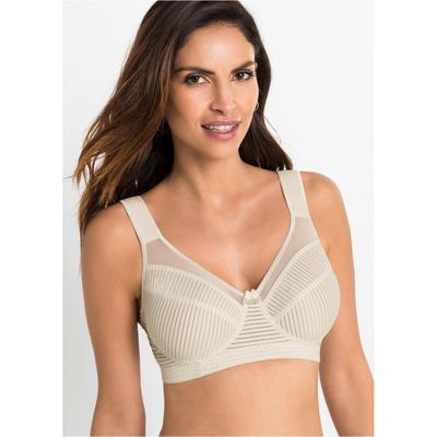 Minimizer-BH BONPRIX "Minimizer-BH ohne Bügel mit gepolsterten Trägern", Damen, Gr. 95, Cup E, beige (champagner), Obermaterial: 92% Polyamid, 8% Elasthan. Futter: 92% Polyamid, 8% Elasthan, BHs Minimizer-BH, mit gepolsterten Trägern, bequeme...