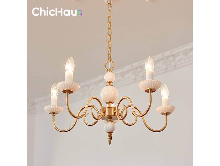 Vintage perles dorées lustre éclairage foyer Suspension rétro élégant Lob lumière pour belle hall décor Loft Style