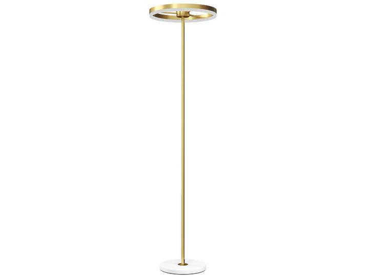 Homcom Stehlampe LED Wohnzimmer Dimmbar Stehleuchte mit 3 Lichtfarben, Fußschalter, Gelb, Metall, LED integriert, 40x157.5x40 cm, Lampen & Leuchten, Innenbeleuchtung, Stehlampen