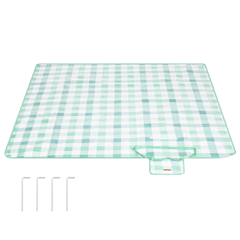 SONGMICS Picknickdecke 200 x 200 cm wasserdicht grün-weiß GCM011W02