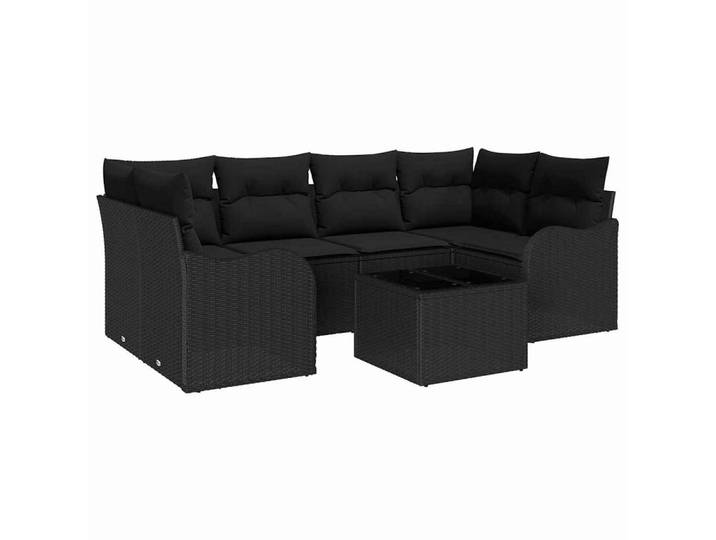 vidaXL Loungesofa Garten-Sofa-Set 7 stk. 6-Sitzanzahl Schwarz, 7 Teile