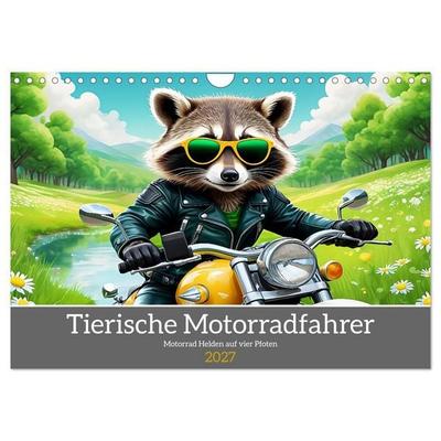 Tierische Motorradfahrer (Wandkalender 2027 DIN A4 quer), CALVENDO Monatskalender