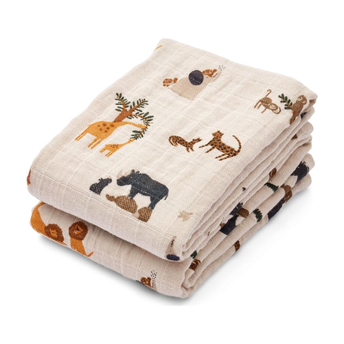 Liewood Lewis Muslin Cloth 2-pack all together / sandy (1499) ONE SIZE LW14907-1499-ONE SIZE-CU