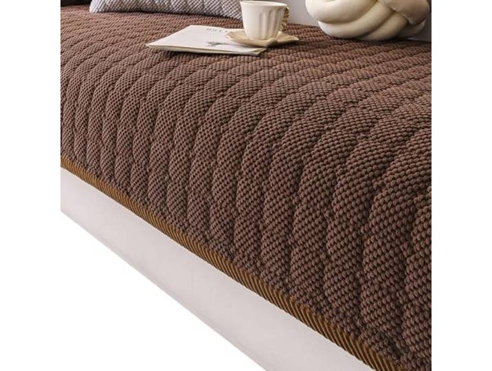 KRXSOBNV Das Sofa, Anti-Rutsch-Sofaüberzug m/Gittermuster, weicher Plüsch(Brown,90x70cm)