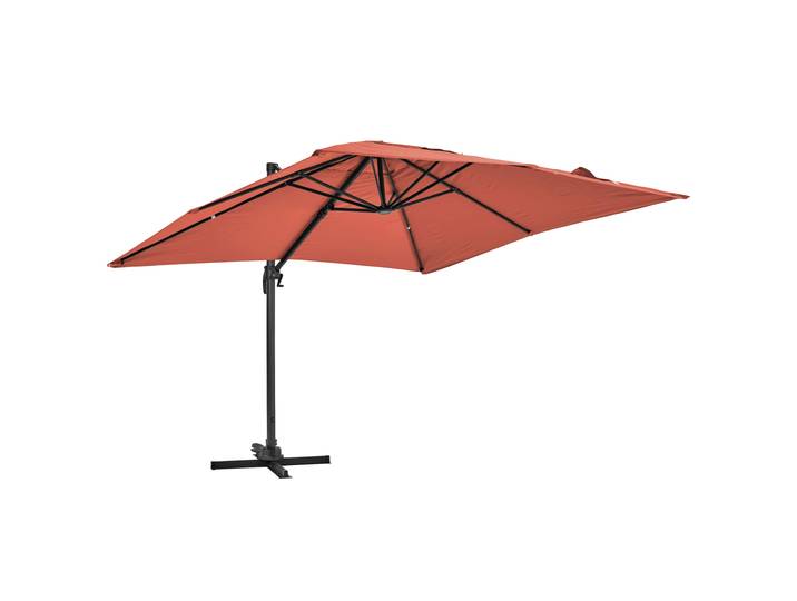 Oviala - Parasol déporté 3x3 m carré inclinable en aluminium rotatif 360°
