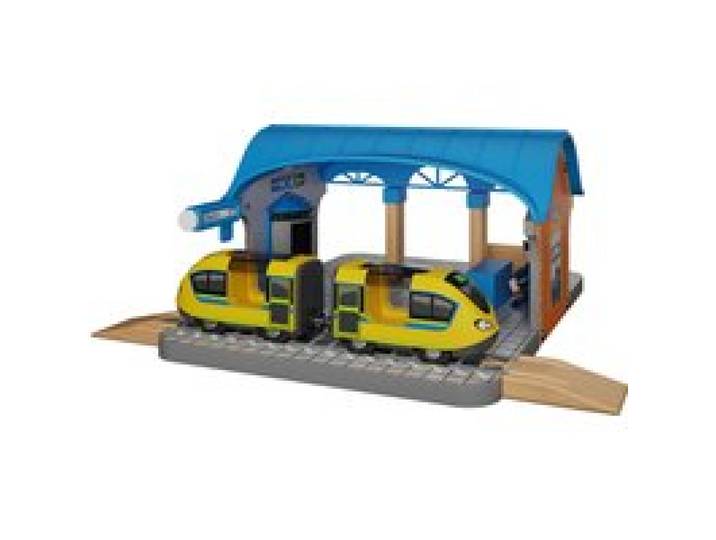 LUPILU® Remise de locomotives / Gare / Poste d'aiguillage / Station de chargement, 13 pièces / 8 pièces / 4 pièces / 15 pièces.