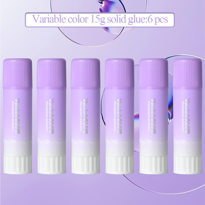 1PCS, 3PCS, 6PCS Purple Solid Glue Stick PVP Color Changing Glue, High Viscosity Student Stationery, School Supplies 6pcs 15g