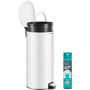 Songmics Mülleimer LTB031WZ02, wolkenweiß, aus Metall, 30 Liter