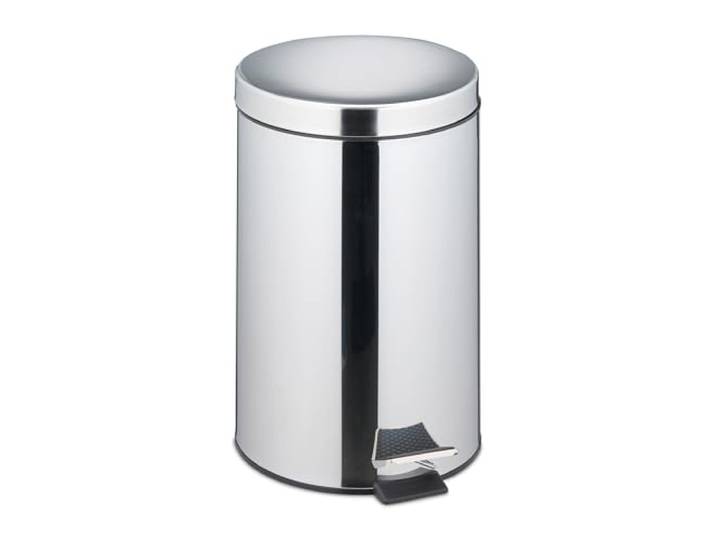 Relaxdays Mülleimer Küche, 20 Liter, spiegelpolierter Edelstahl, entnehmbarer Inneneimer, Fußpedal, Treteimer, Silber