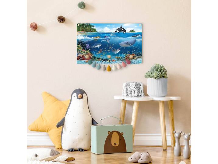 Patère enfants Animaux sous-marins 40 x 25 x 1cm Bleu