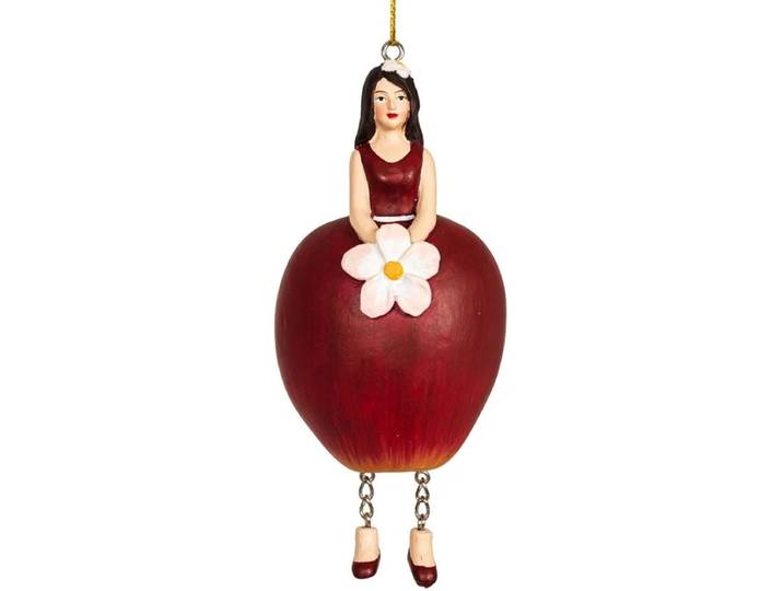 Appel meisje rood hangend 6x6x12cm