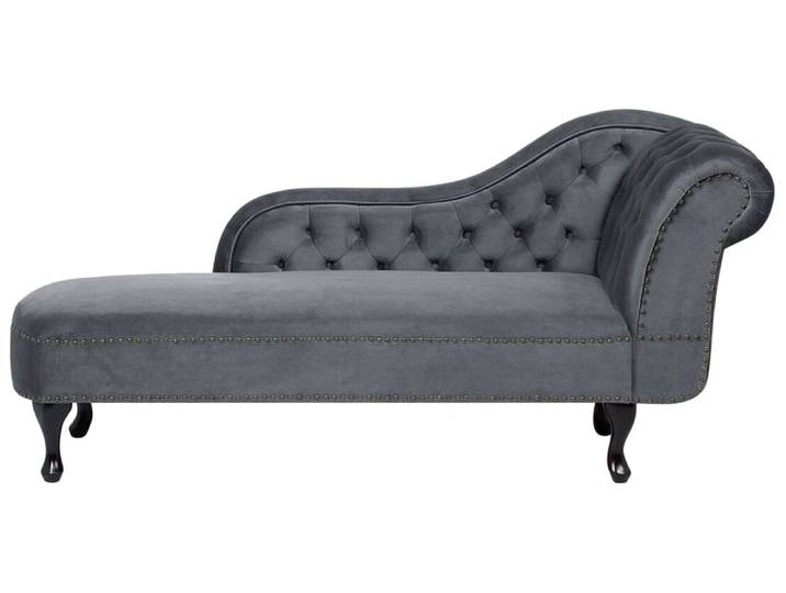 Chaise longue côté droit velours gris