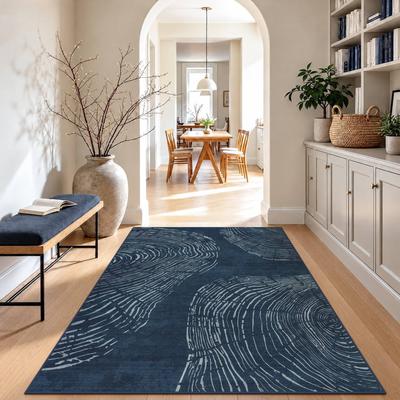Bluebell Abstract Green Area Rugs, Washable Soft Bedroom Rugs, Non-Slip