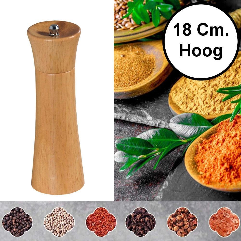 Kesper Pepermolen en Zoutmolen van Rubberhout met Keramisch Maalwerk, Hoogte: 18 cm, Diameter: 5,8 cm