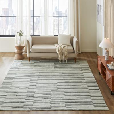 KALATY Gray Layered Stripe Indoor/Outdoor Area Rug