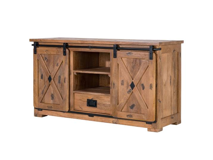 Massives Sideboard 2 Türen 128 x 70 x 45cm Braun