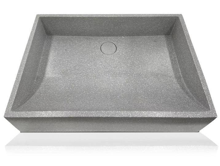 MINOS Aufsatzwaschbecken, Material Terrazzo, rechteckig, hellgrau