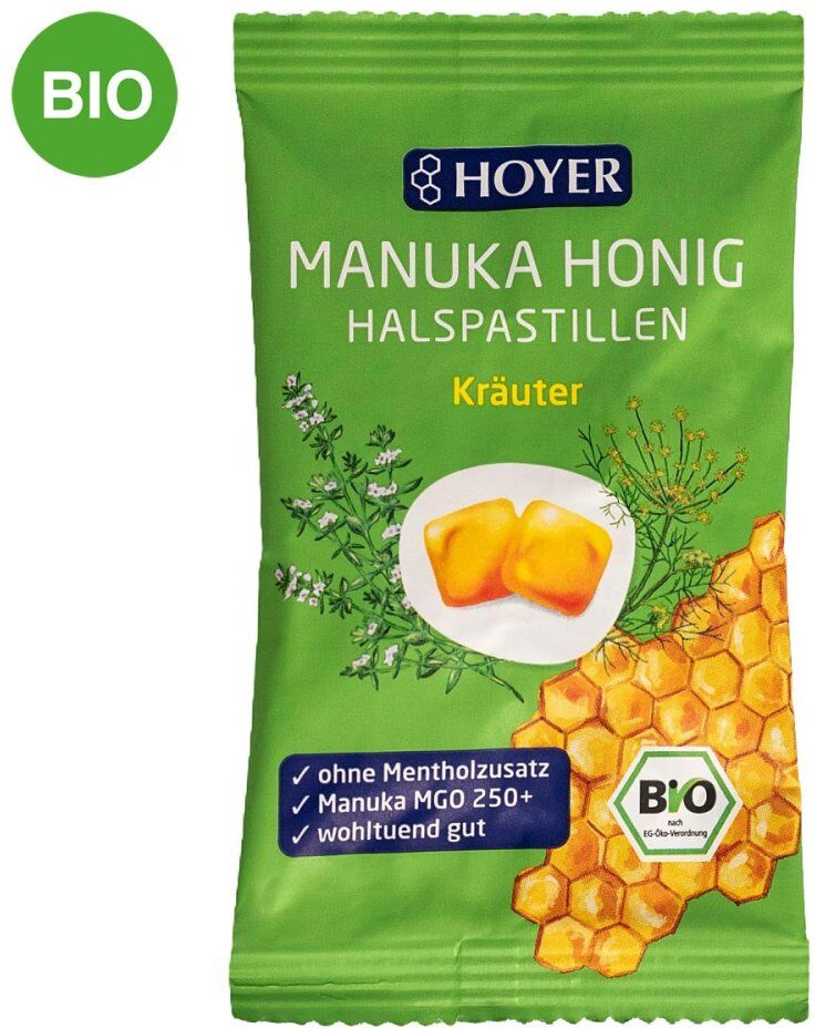Hoyer Manukahonig Halspastillen Mgo 250+ Kräuter