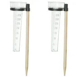 Relaxdays Regenmesser 2er Set mit Stab Hellbraun,Schwarz,Transparent