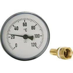 Bimetall-Zeigerthermometer 0-120 °C d = 100mm mit Fühler 100 mm