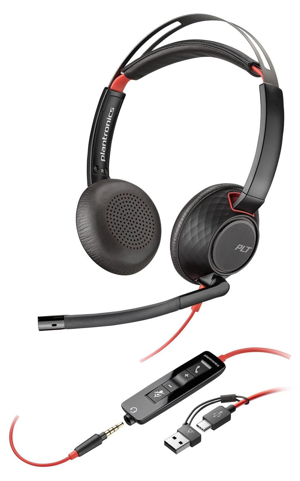 Poly Blackwire 5220 USB-C stereo-hoofdtelefoon met headset, zwart