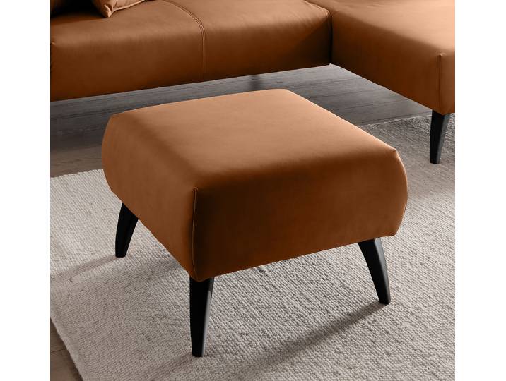 Pouf rembourré 66 x 44 x 66cm Marron Microfibre Diala: Cognac