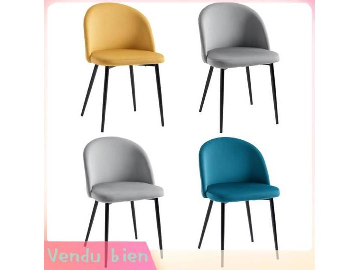 LIA Lot 4 chaises scandinaves velours multicolore