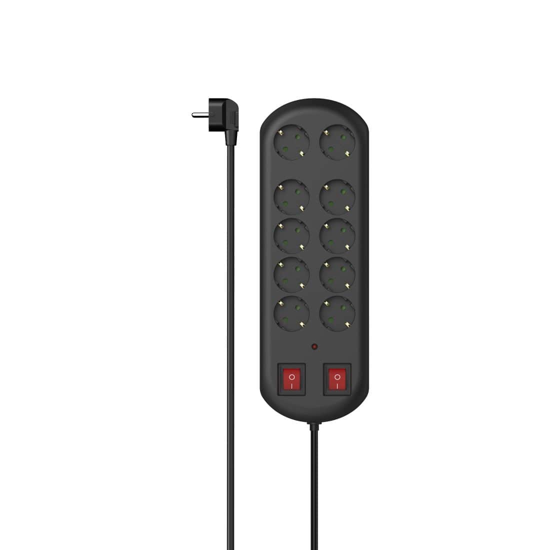 Hama 10-fach 2 m 223164 Steckdosenleiste Überspannungsschutz zwei Schalter (Schwarz) 00223164